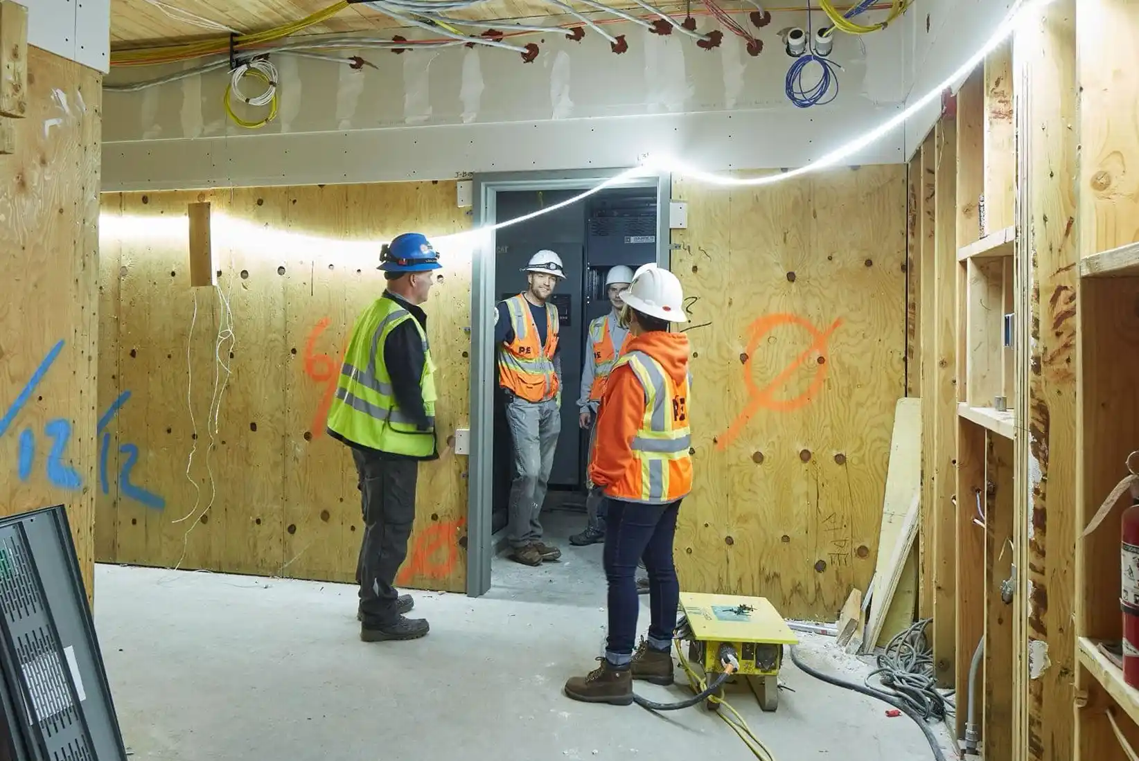 Group of electricians on a job site in Vancouver, WA